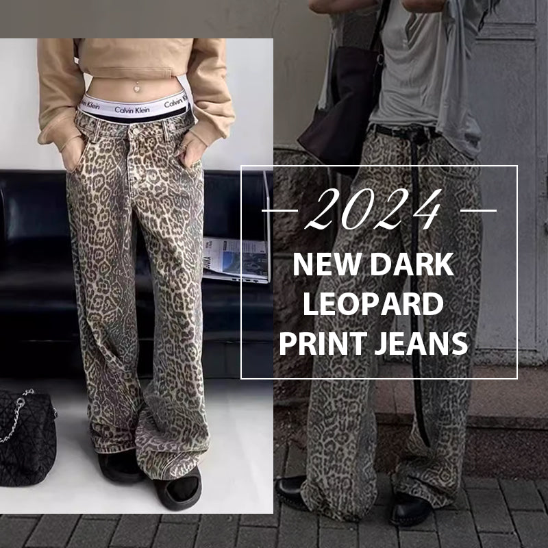 2024 neue Jeans mit Leopardenmuster