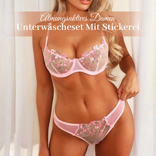 Atmungsaktives Damen-Unterwäscheset Mit Stickerei